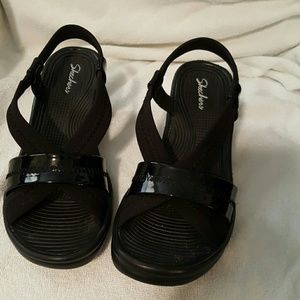 Black Skechers Sandal Wedges 10